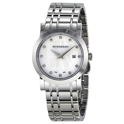 Burberry Heritage Diamond Mother of Pearl Dial Stainless Steel 